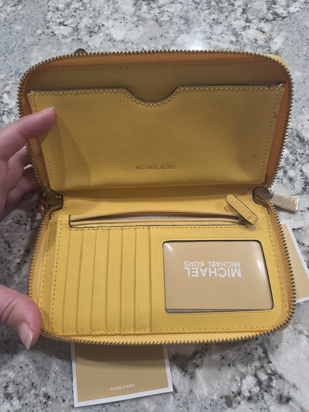 Michael Kors Yellow Leather Wristlet Wallet - Picture 3 of 7